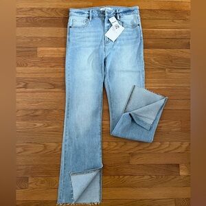 Classic Blue Straight Leg Jeans with Faded Look